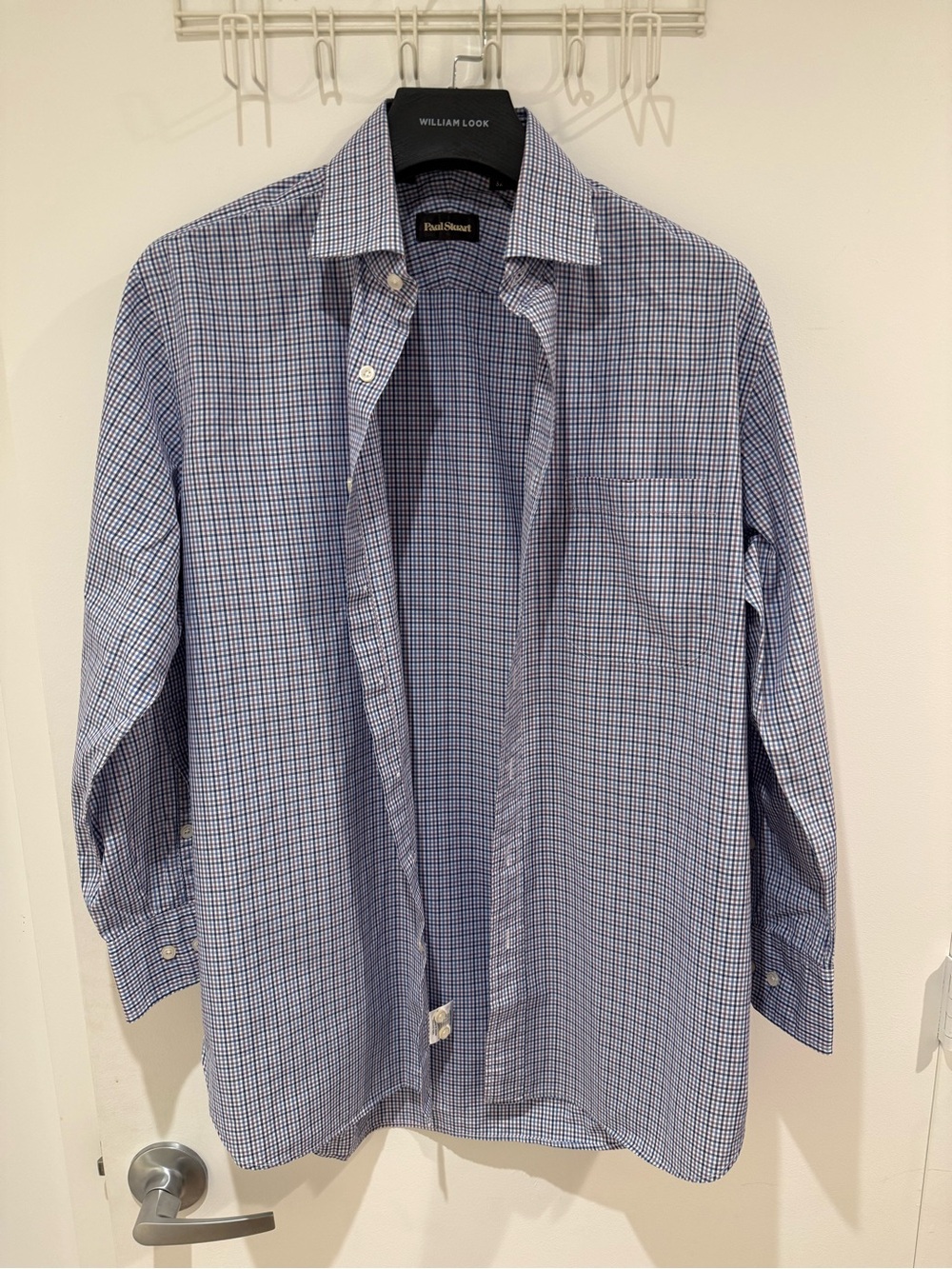 Paul Stuart Men's Blue Micro-Check Dress Shirt